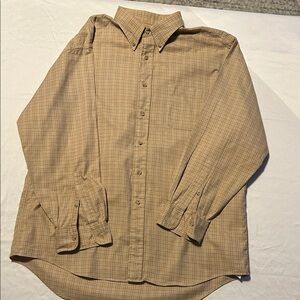 Lands' End Men's Tan Plaid Button Down Shirt